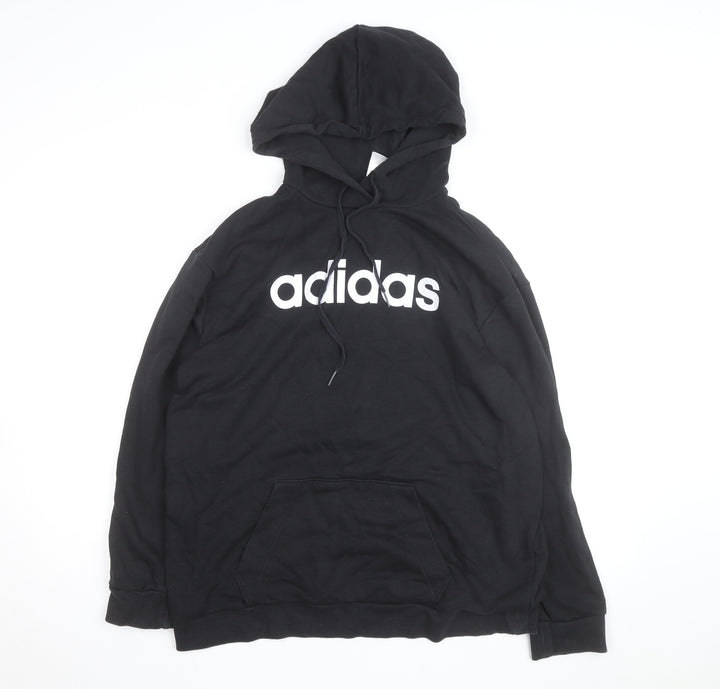 Adidas Women's Black Pullover Hoodie UK 14 Hooded Logo Sweatshirt