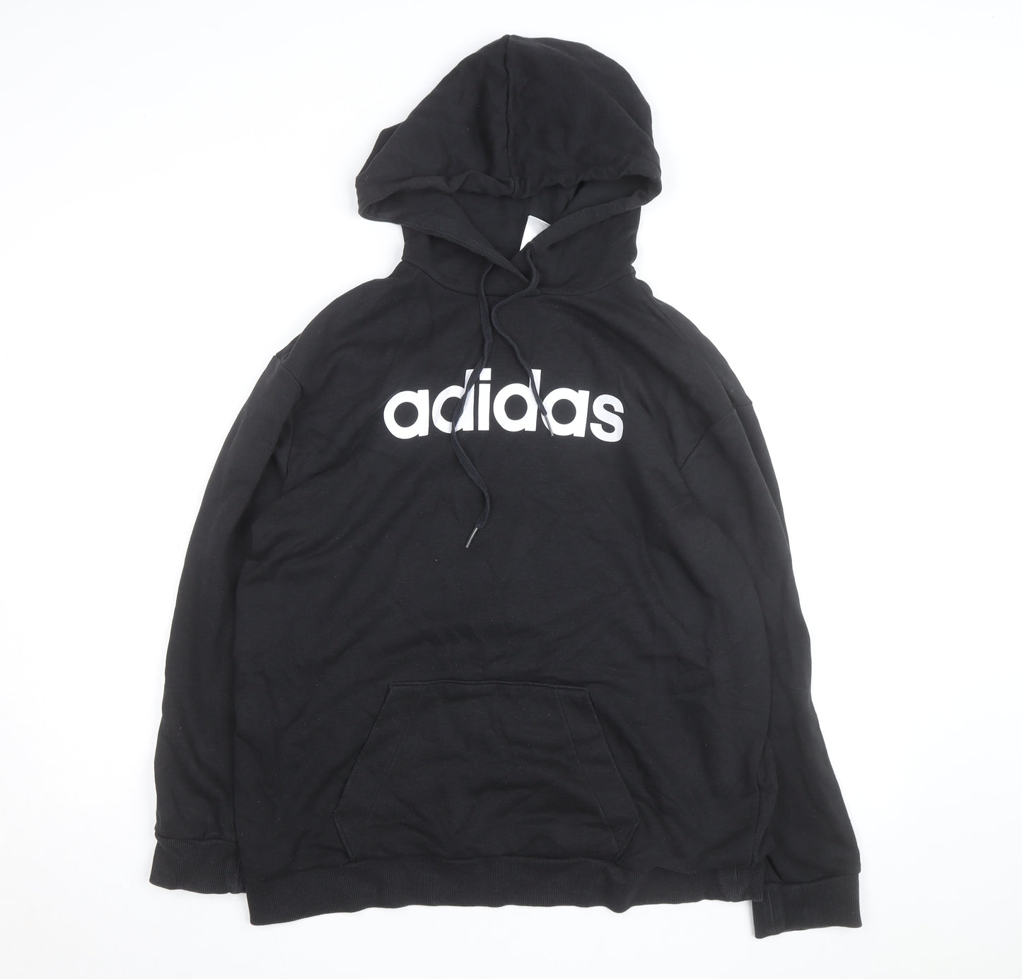 Adidas Women's Black Pullover Hoodie UK 14 Hooded Logo Sweatshirt