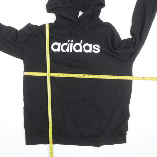 Adidas Women's Black Pullover Hoodie UK 14 Hooded Logo Sweatshirt