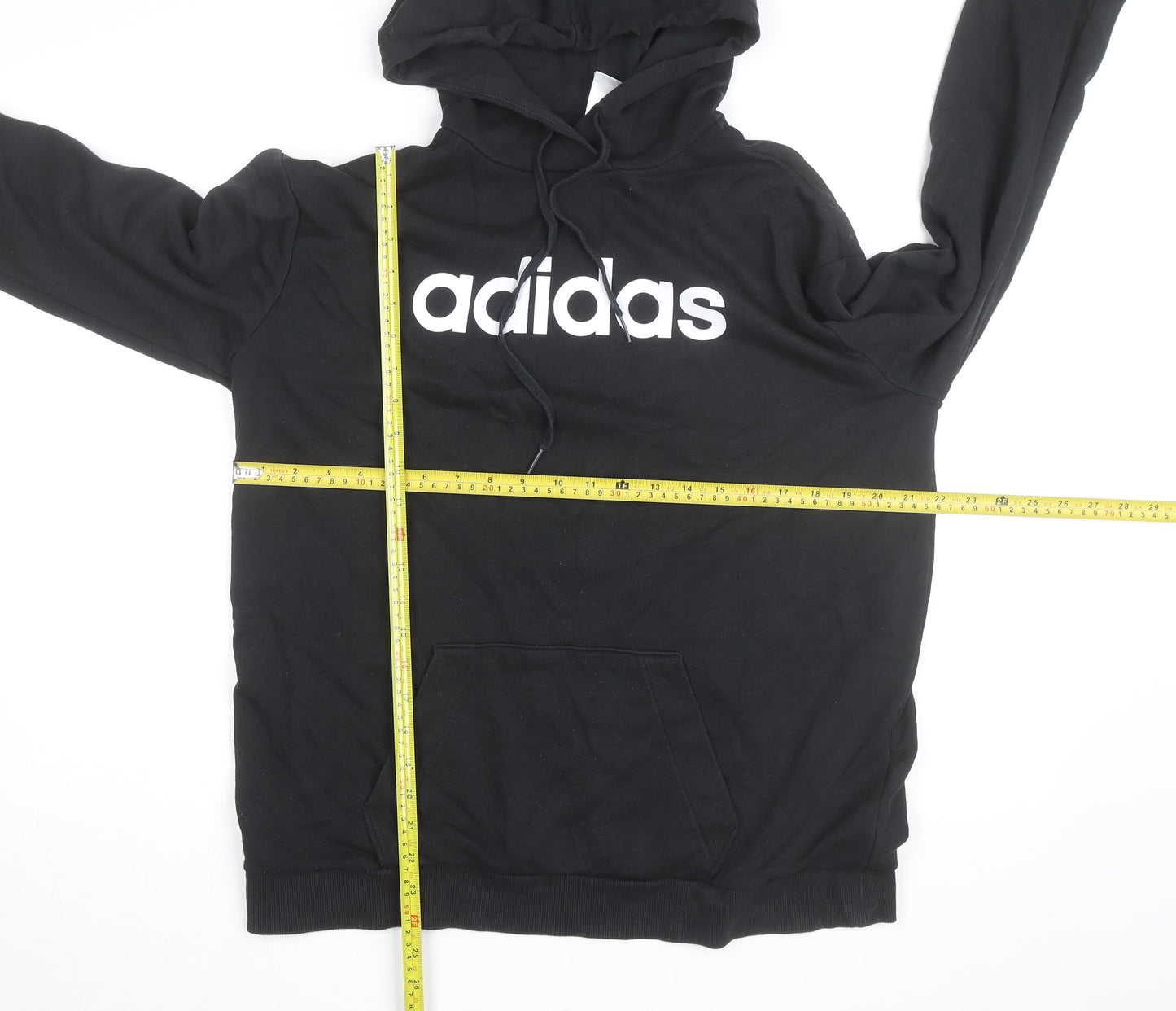 Adidas Women's Black Pullover Hoodie UK 14 Hooded Logo Sweatshirt