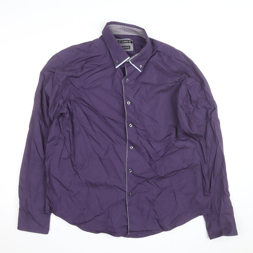 Dunnes Men's Purple Regular Fit Long Sleeve Button-Up Shirt XL