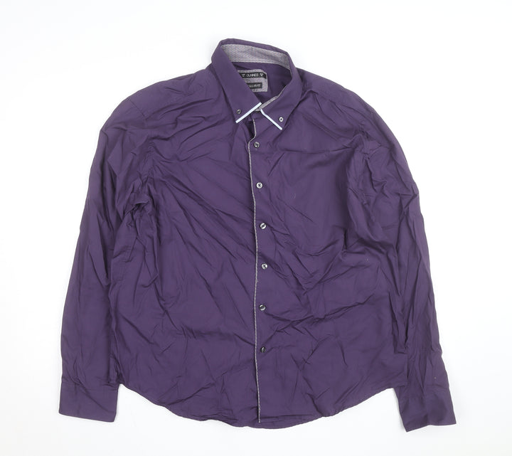 Dunnes Men's Purple Regular Fit Long Sleeve Button-Up Shirt XL