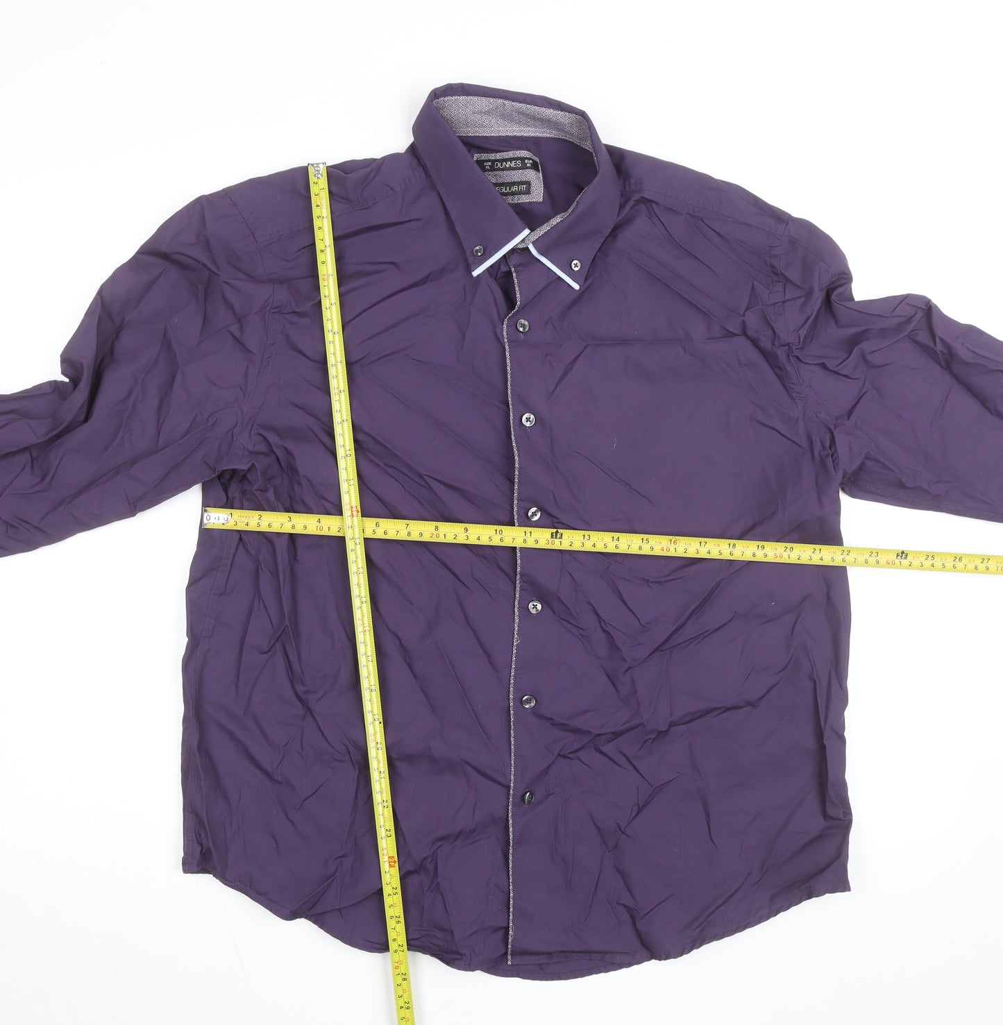 Dunnes Men's Purple Regular Fit Long Sleeve Button-Up Shirt XL
