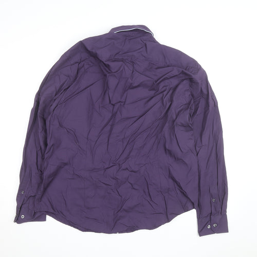 Dunnes Men's Purple Regular Fit Long Sleeve Button-Up Shirt XL