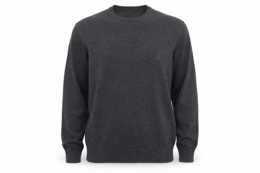 Front view of Nautica Men’s Grey Wool Blend Crew Neck Jumper L
