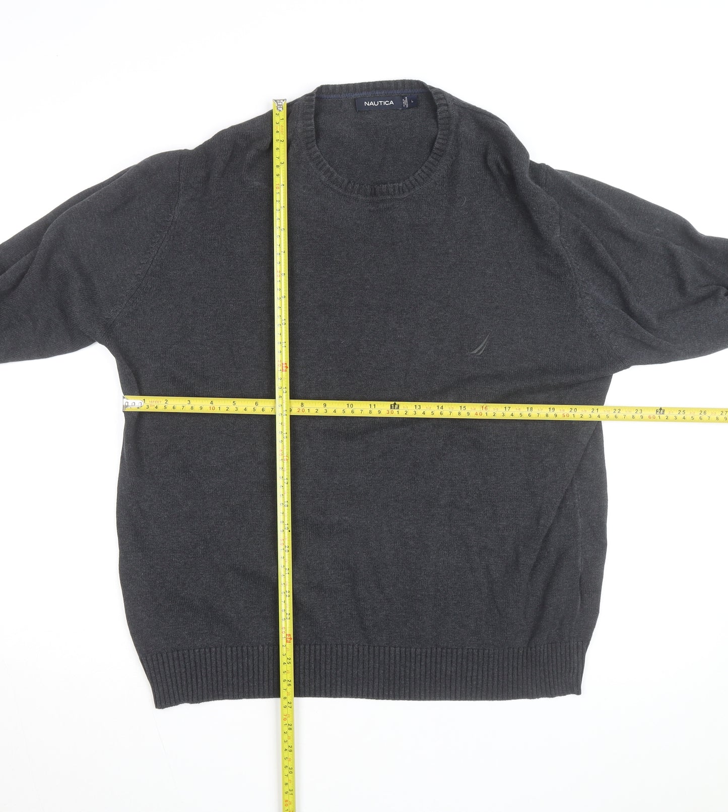 Nautica Men’s Grey Wool Blend Crew Neck Jumper L