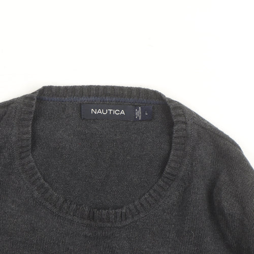 Nautica Men’s Grey Wool Blend Crew Neck Jumper L