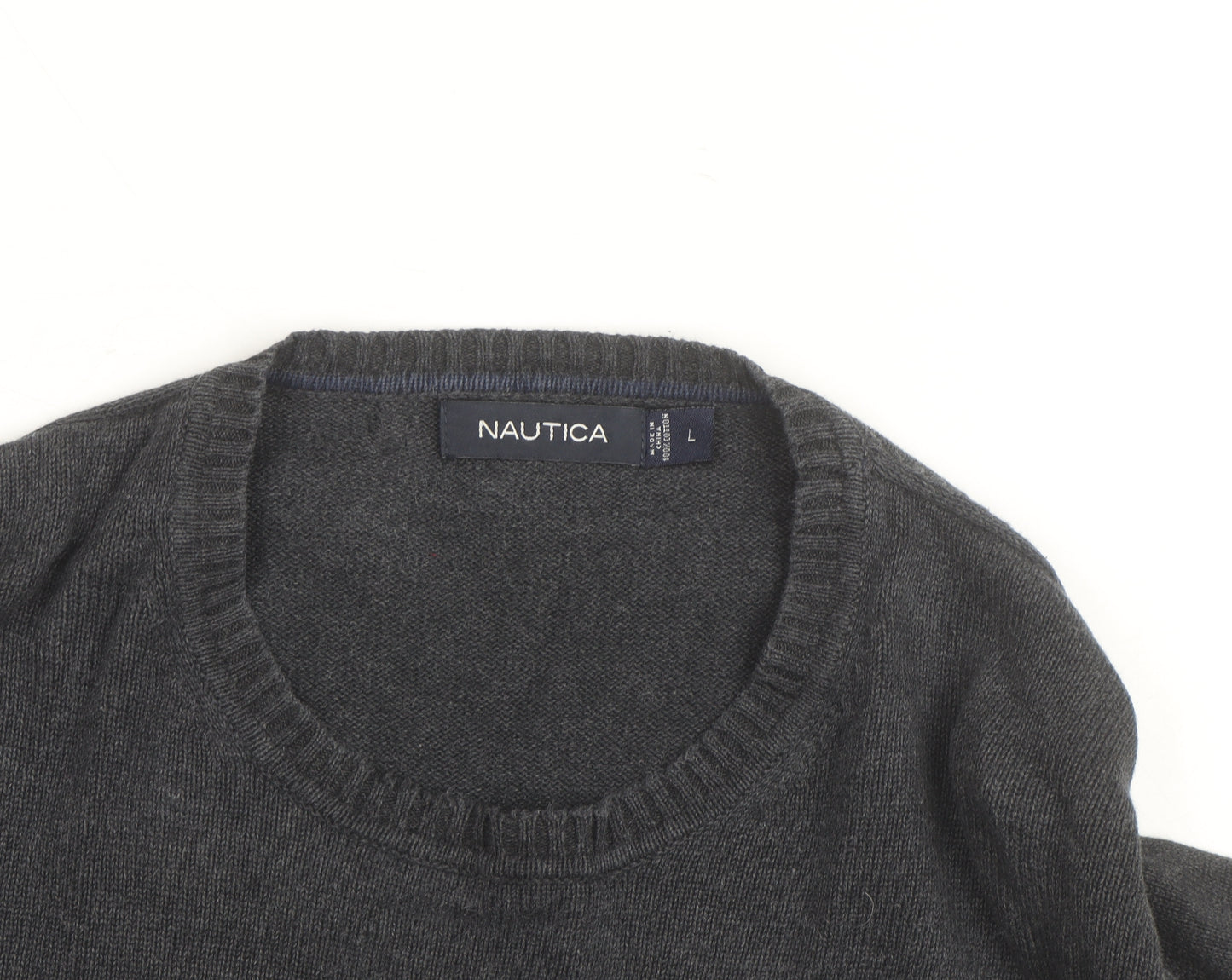 Nautica Men’s Grey Wool Blend Crew Neck Jumper L