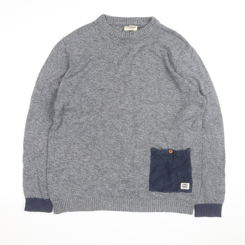 Jack & Jones Mens Grey 2XL Knit Pullover Jumper with Pocket