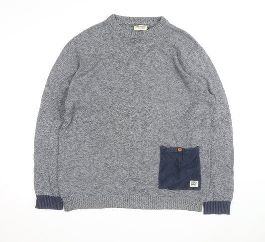 Jack & Jones Mens Grey 2XL Knit Pullover Jumper with Pocket