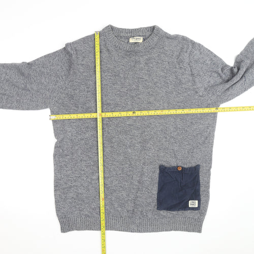 Jack & Jones Mens Grey 2XL Knit Pullover Jumper with Pocket