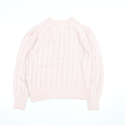 Marks and Spencer Per Una Women Pink Wool Blend V-Neck Henley Jumper Size 12