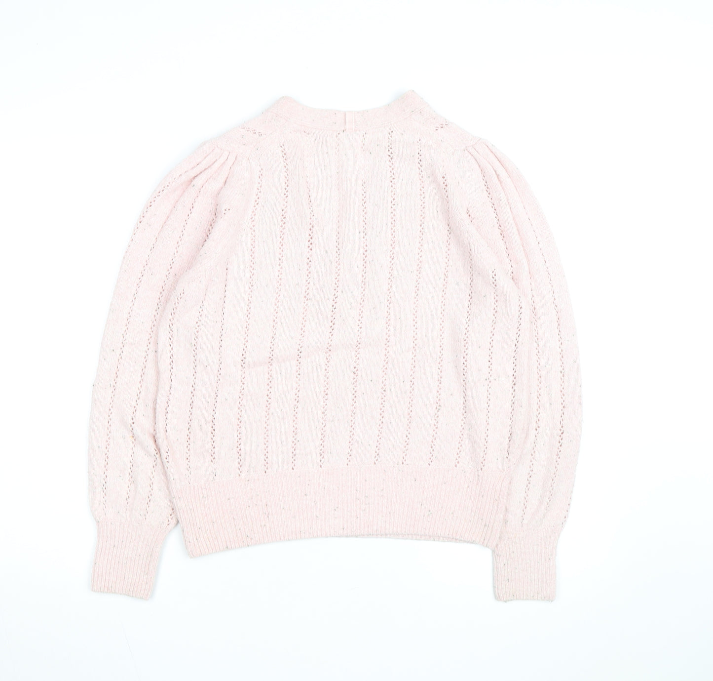 Marks and Spencer Per Una Women Pink Wool Blend V-Neck Henley Jumper Size 12