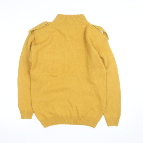 Destiny Mens Yellow Wool Angora Mock Neck Cable Pullover S