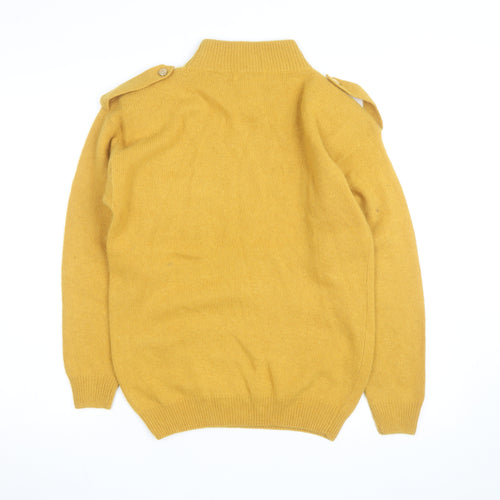 Destiny Mens Yellow Wool Angora Mock Neck Cable Pullover S