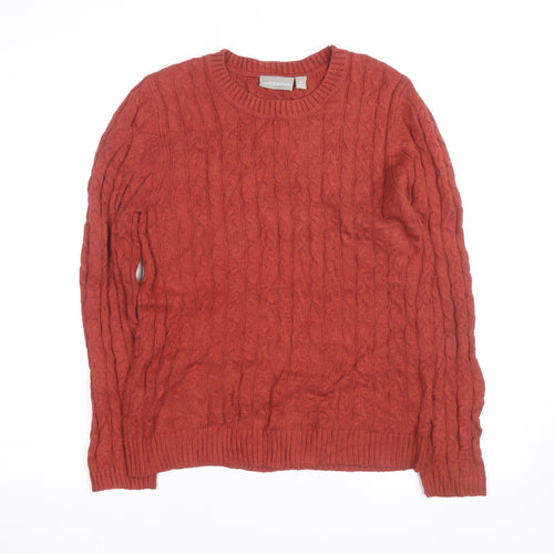 Croft & Barrow Men's Red Cable-Knit Cotton Jumper M