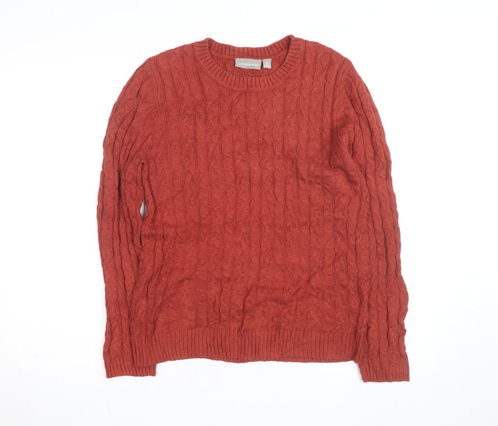 Croft & Barrow Men's Red Cable-Knit Cotton Jumper M