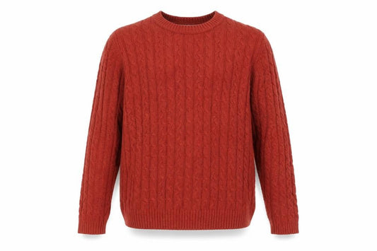 Front view of Croft & Barrow Men's Red Cable-Knit Cotton Jumper M
