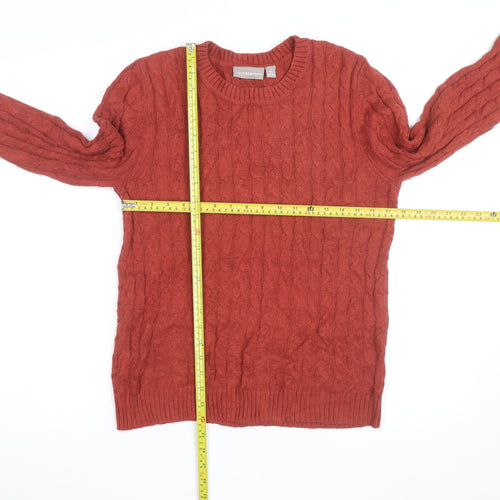 Croft & Barrow Men's Red Cable-Knit Cotton Jumper M