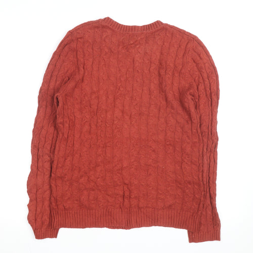 Croft & Barrow Men's Red Cable-Knit Cotton Jumper M