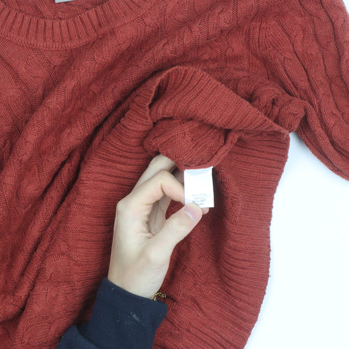 Croft & Barrow Men's Red Cable-Knit Cotton Jumper M