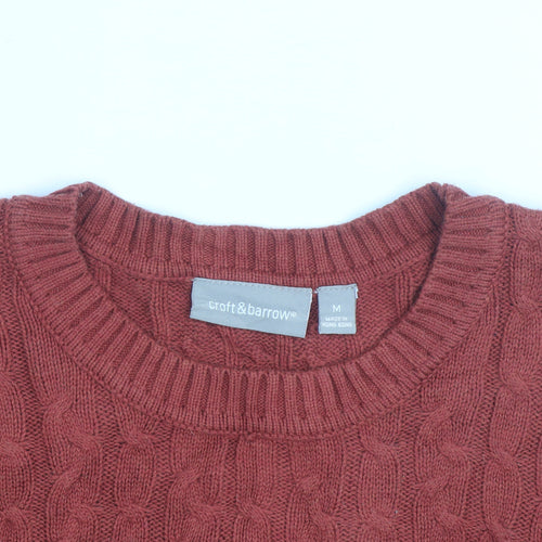 Croft & Barrow Men's Red Cable-Knit Cotton Jumper M