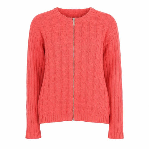 Liz Claiborne Womens Pink Cotton Cable-Knit Full Zip Jumper M