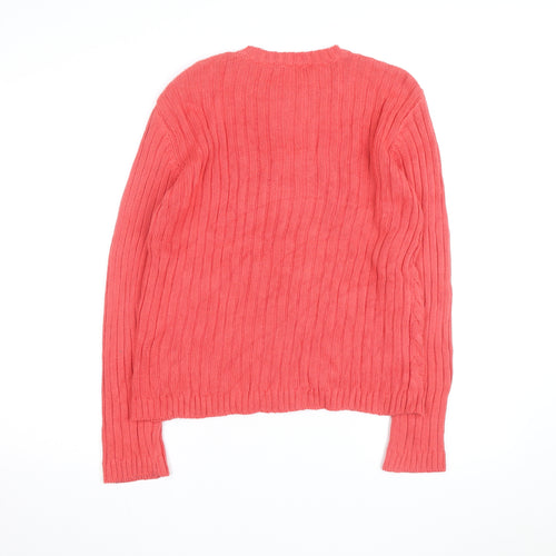 Liz Claiborne Womens Pink Cotton Cable-Knit Full Zip Jumper M