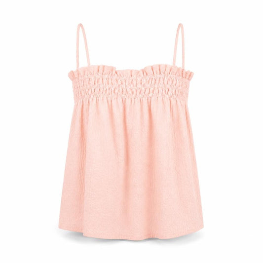 Front view of ASOS DESIGN Women’s Pink Camisole Top, size UK 8, Sleeveless Ruffle Style