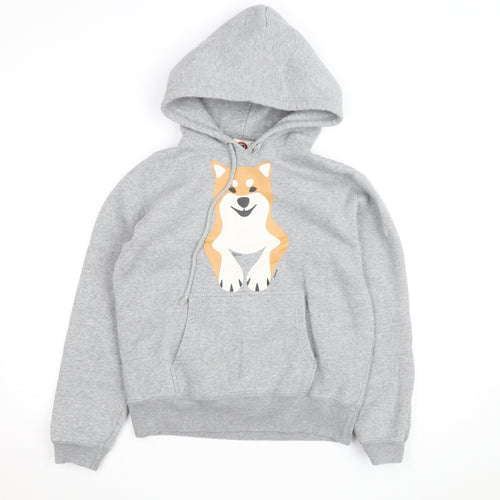 REDBROS Men's Grey Dog Graphic Pullover Hoodie Size S