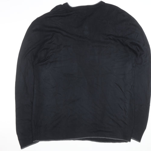 Thomas Nash Men's Black XL Henley Knit Jumper Cotton Blend