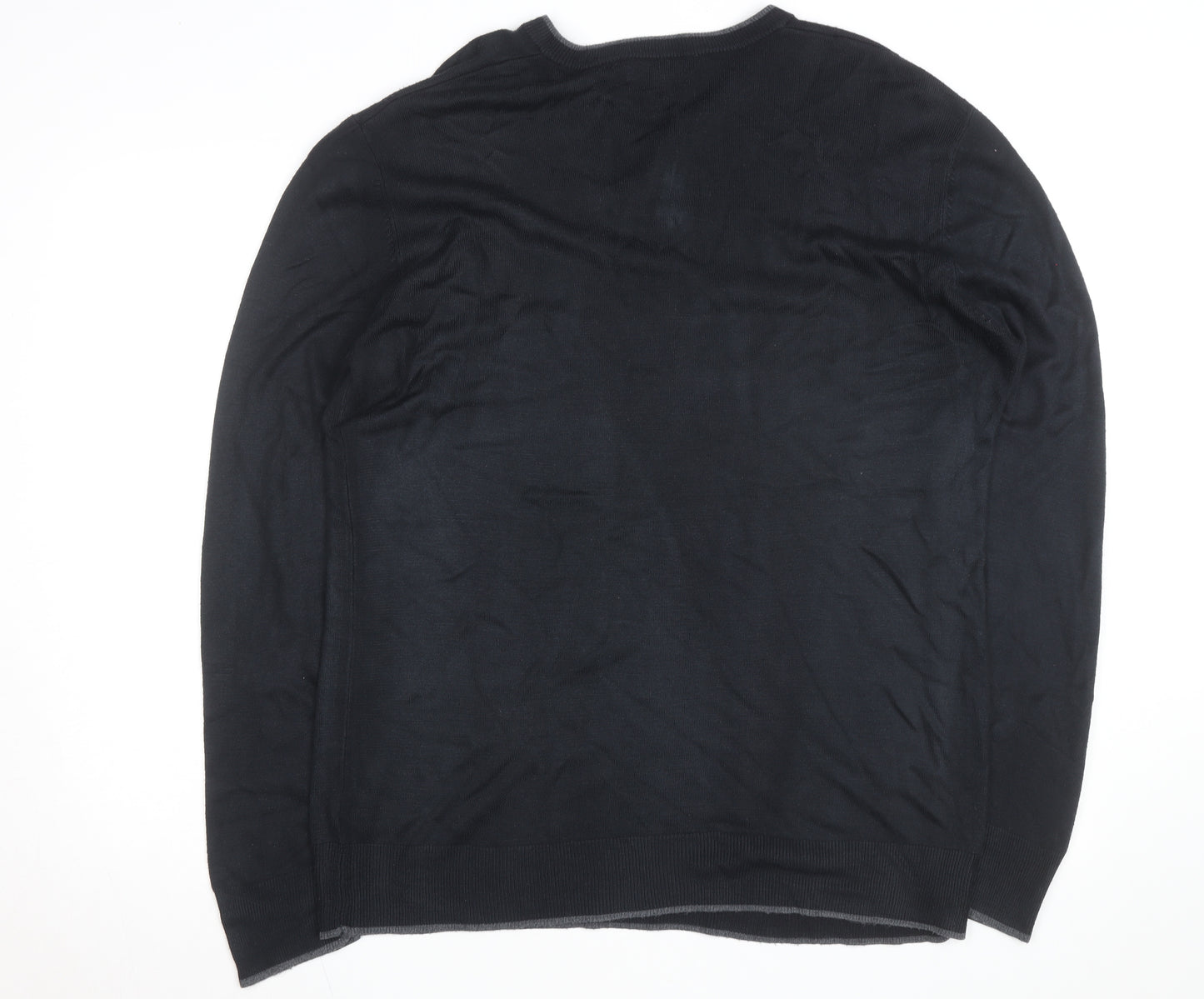 Thomas Nash Men's Black XL Henley Knit Jumper Cotton Blend