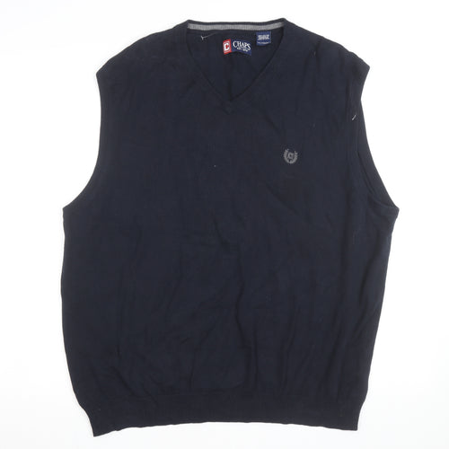 Chaps Men's Blue 2XL Cotton V-Neck Sleeveless Knit Vest