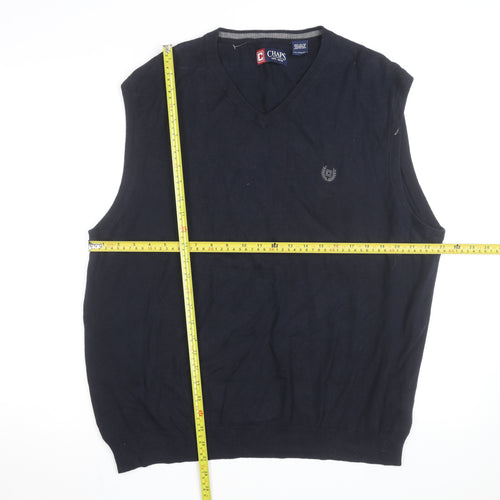 Chaps Men's Blue 2XL Cotton V-Neck Sleeveless Knit Vest
