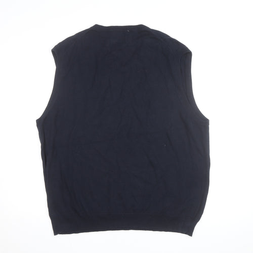 Chaps Men's Blue 2XL Cotton V-Neck Sleeveless Knit Vest