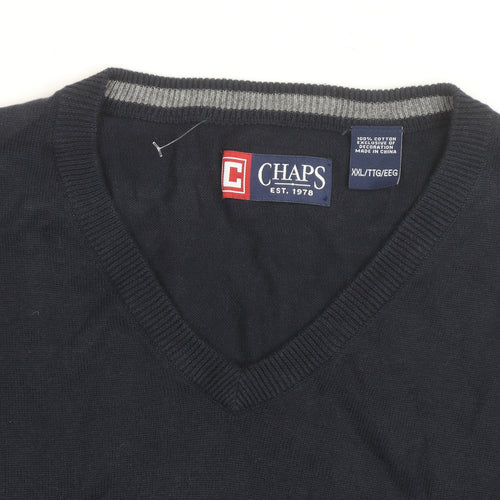 Chaps Men's Blue 2XL Cotton V-Neck Sleeveless Knit Vest