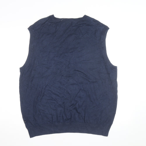 Nautica Men's Blue Cotton V-Neck Sleeveless Vest Jumper XL