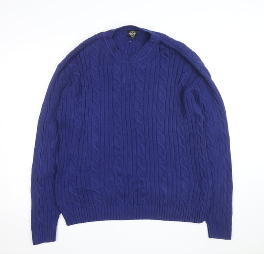 Dockers Men's Blue Cable-Knit Cotton Jumper XL Classic Fit