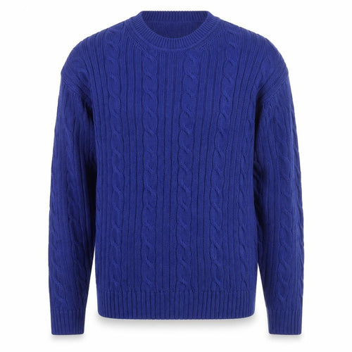 Dockers Men's Blue Cable-Knit Cotton Jumper XL Classic Fit