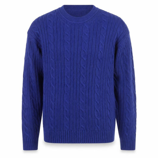 Front view of Dockers Men's Blue Cable-Knit Cotton Jumper XL Classic Fit