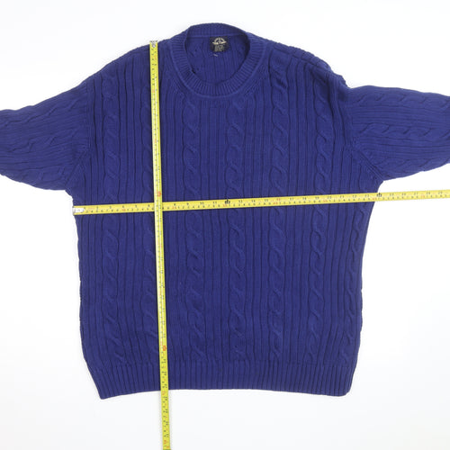 Dockers Men's Blue Cable-Knit Cotton Jumper XL Classic Fit