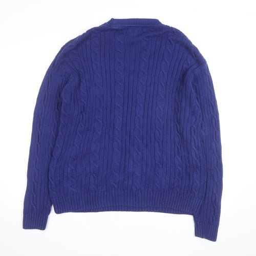 Dockers Men's Blue Cable-Knit Cotton Jumper XL Classic Fit