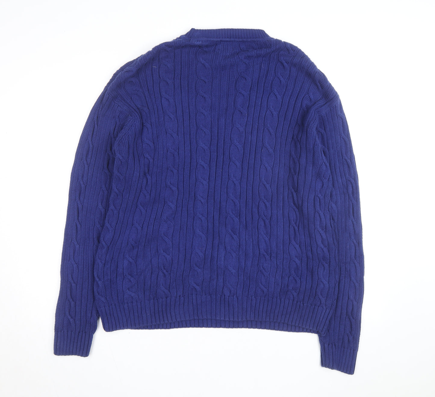 Dockers Men's Blue Cable-Knit Cotton Jumper XL Classic Fit