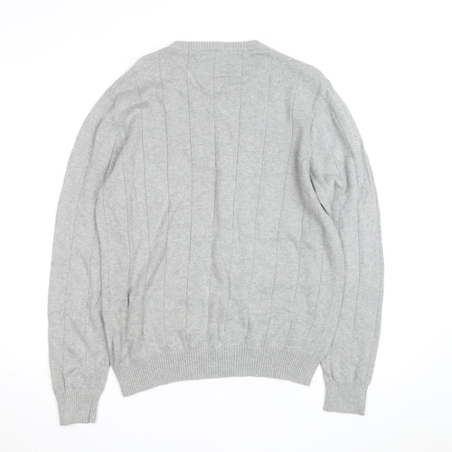 John Ashford Men's Grey V-Neck Cotton Pullover Jumper L