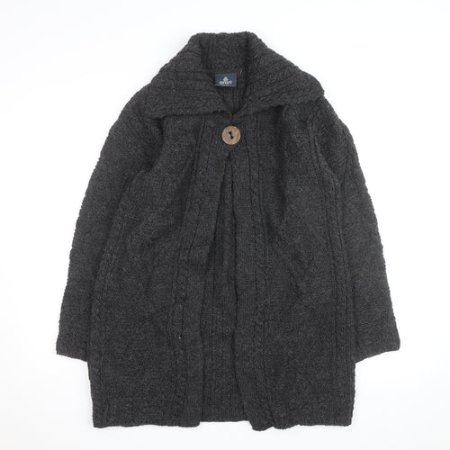 Aran Woollen Mills Men's Grey Wool Cable Knit Cardigan S