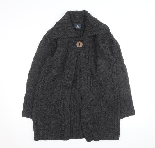 Aran Woollen Mills Men's Grey Wool Cable Knit Cardigan S