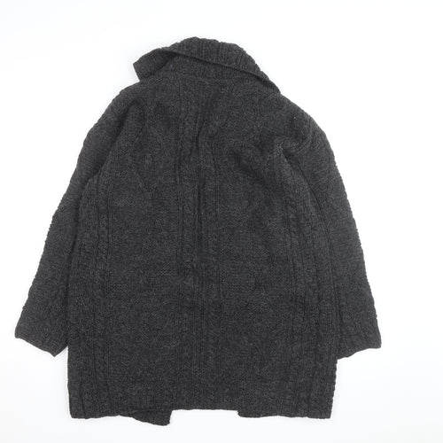 Aran Woollen Mills Men's Grey Wool Cable Knit Cardigan S