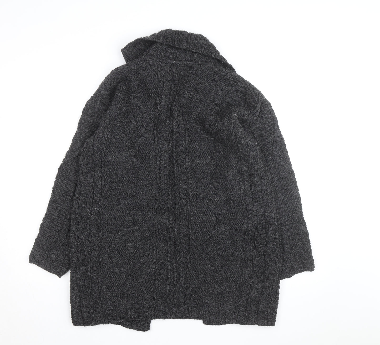 Aran Woollen Mills Men's Grey Wool Cable Knit Cardigan S