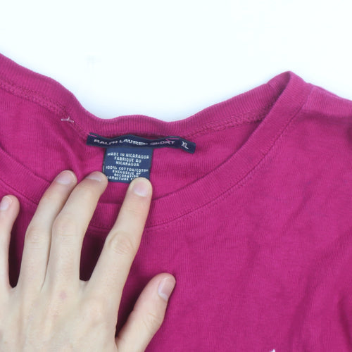 Ralph Lauren Men Pink Long Sleeve Cotton Crew Neck T-Shirt XL