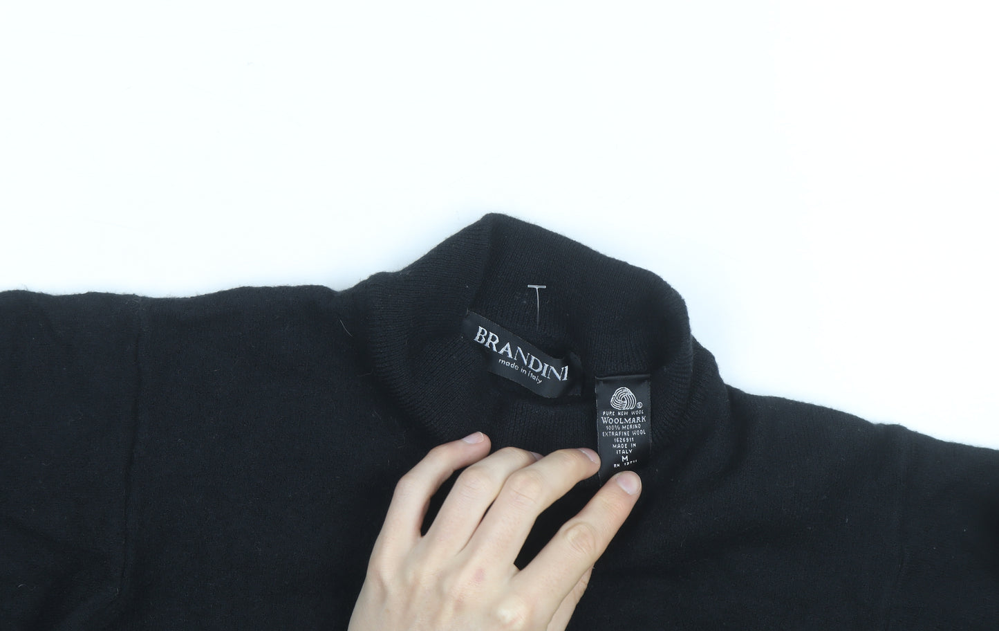 Brandini Women's Black Roll Neck Wool Jumper Size M